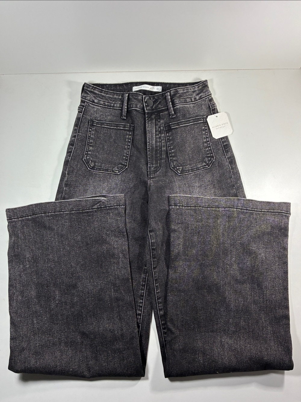 NWT Altar’d State High-Waist Wide Leg Jeans - Washed Black - 25